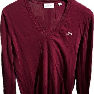 Lacoste Deep Red V-Neck Sweater